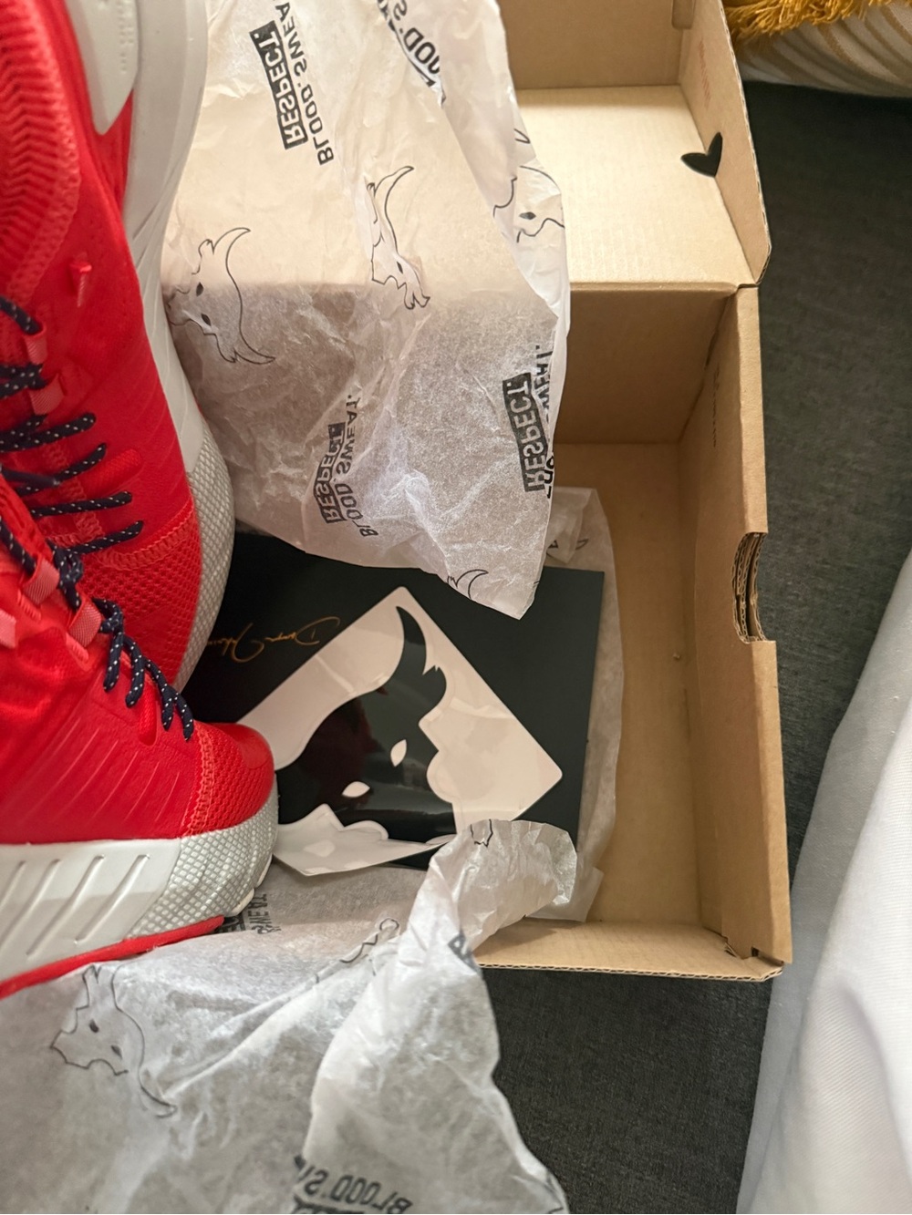 Under Armour Women’s Orange and White HOVR Training Sneakers - Picture 5 of 11